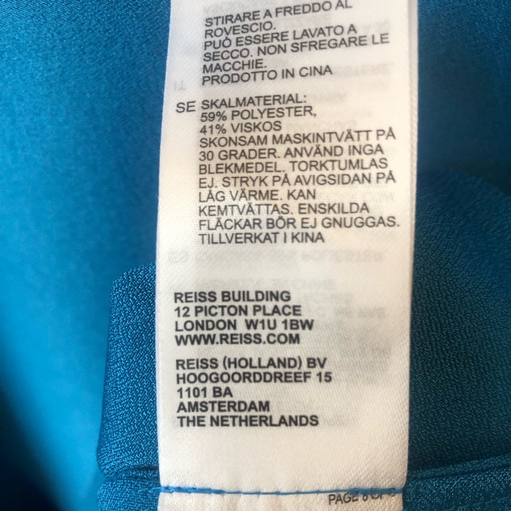 Reiss SATIN DRAPE TUCK MIDI DRESS,sz12, New, BLUE,42”bust(around),57”length - Picture 11 of 11